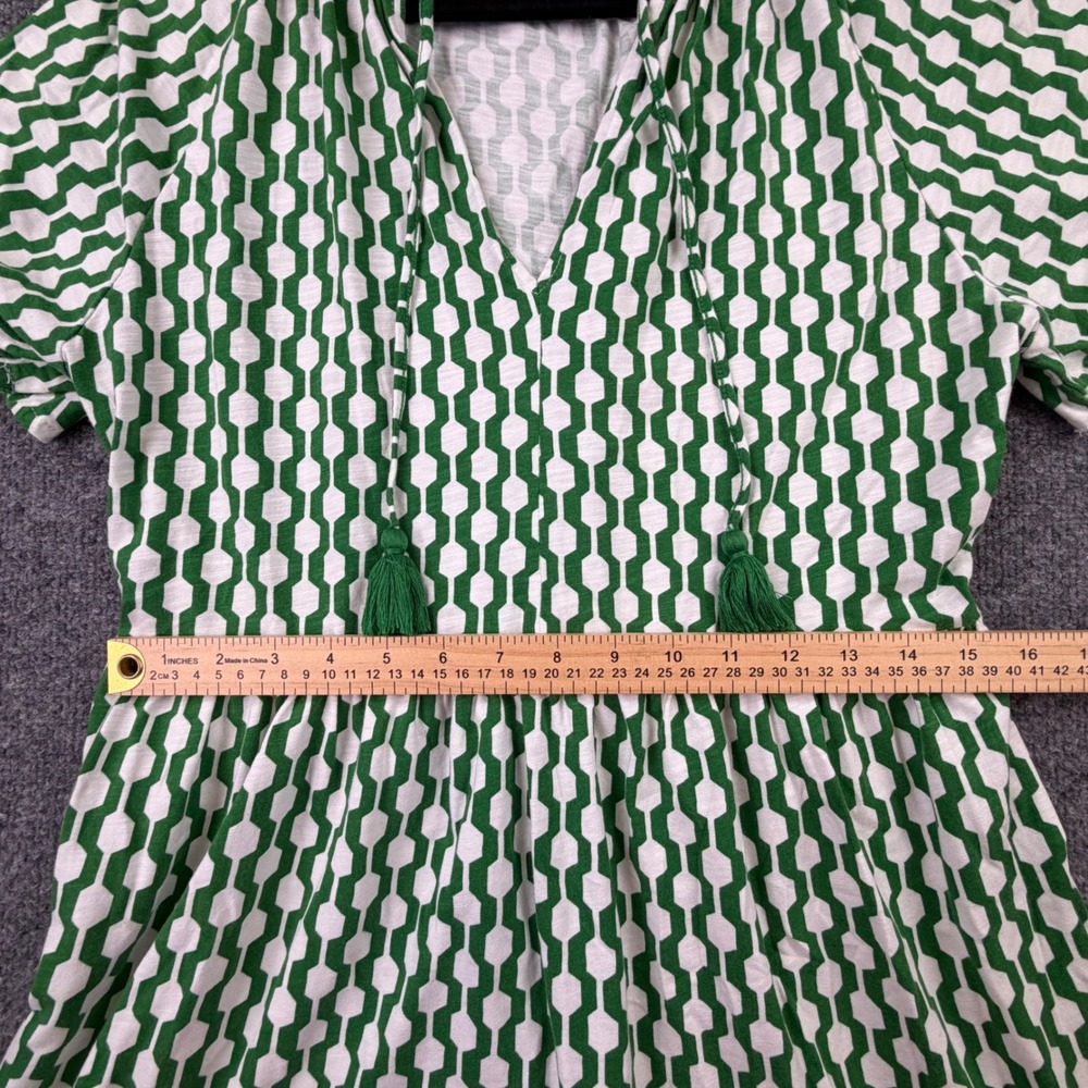 Boden NWOT Green Geometric Tiered Midi Dress US 10L Pockets Vacation - Picture 4 of 10